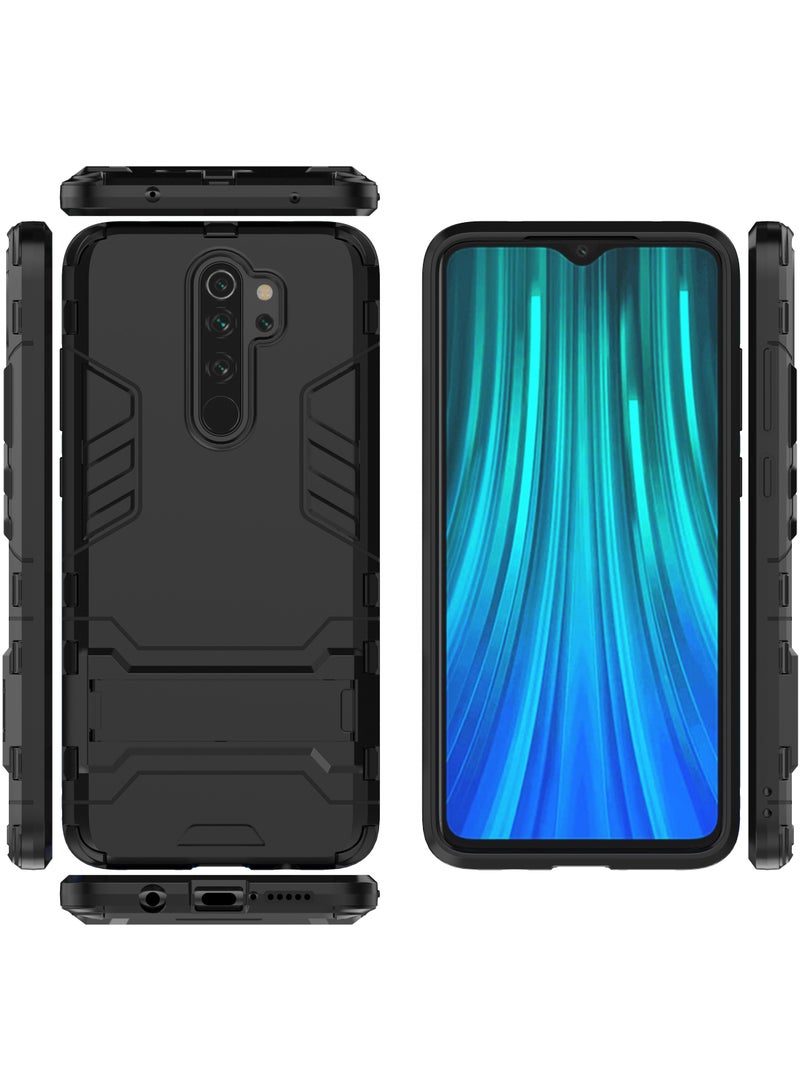 Phone Case Cover TPU+PC With stand in Back shock resistant compatible with Redmi Note 8 Pro ( Black ) - Image 4