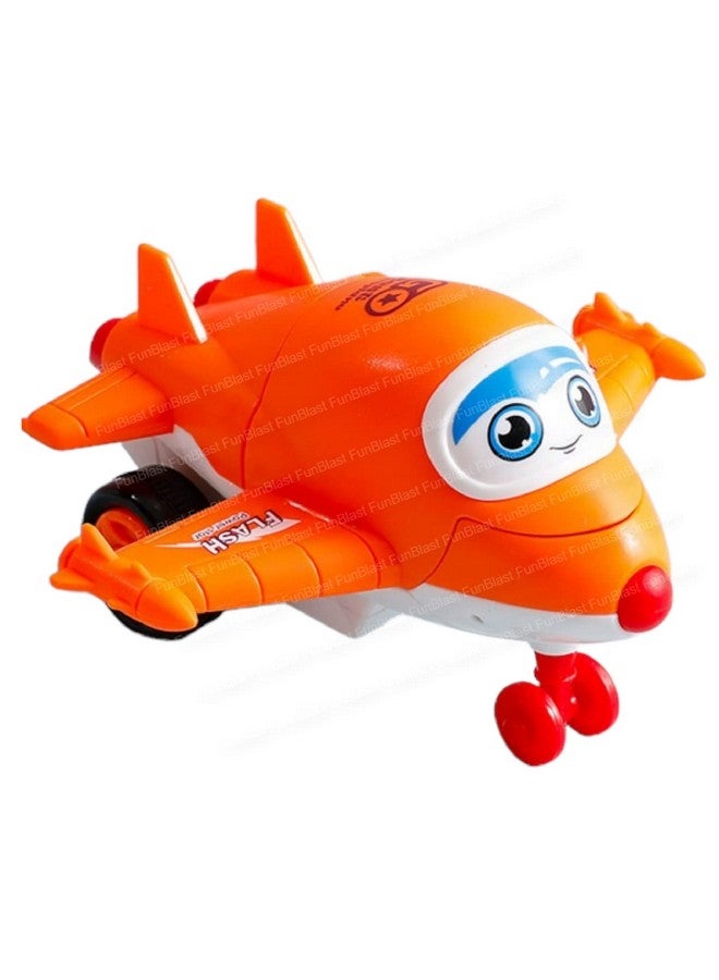 FunBlast Aeroplane Toys for Kids, Aeroplane to Robot Toy for Kids, Friction Power Toys - Pull Back Toy Vehicle for 3+ Year Old Boys, Return Gifts for Kids, Toys for Kids - Made in India (Orange)
