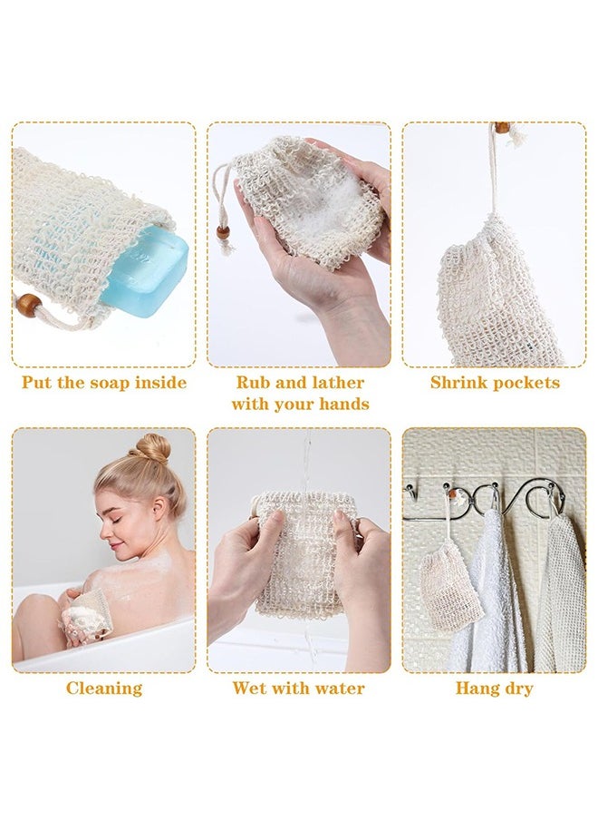 Zoreya 6 Pcs Sisal Fiber Soap Bag, Exfoliating Soap Pouch with Drawstring, for Exfoliating Shower Scrubber  - Image 5