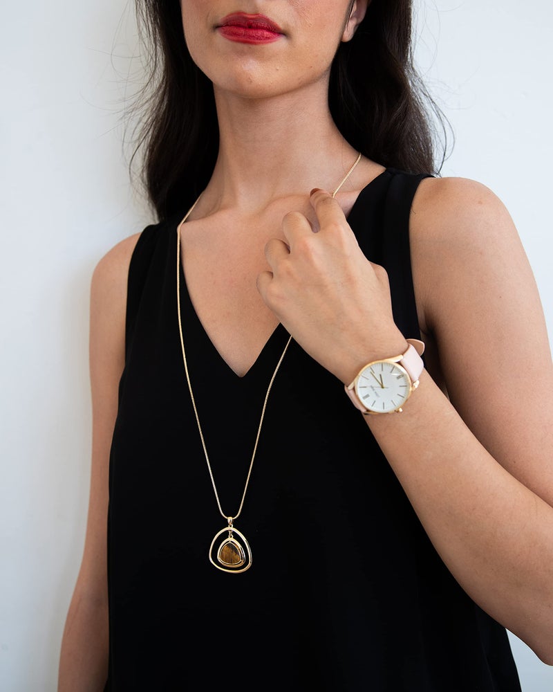 Nine West Women's NW/1994WTPK Gold-Tone and Pastel Pink Strap Watch - Image 2