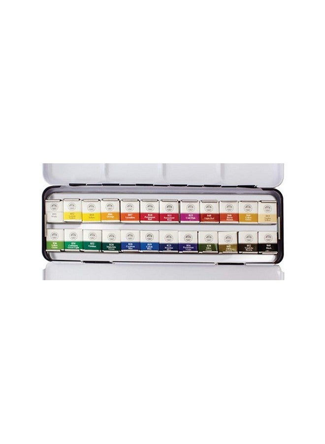 Mungyo Professional Half Pan Size Water Colors Set In Tin Case/Integral Mixing Palette In The Lid (24 Colors) - Multicolor - Image 4