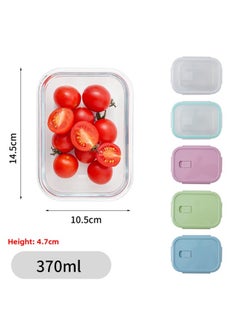 Generic Glass Lunch Box Bento Box Fresh-keeping Bowl Sealed Box Lunch Box Fresh-keeping Box Can Enter Microwave Glass Bowl Fruit Box-Specifications:Small Length 370ml-Color:Transparent Color  - Image 1
