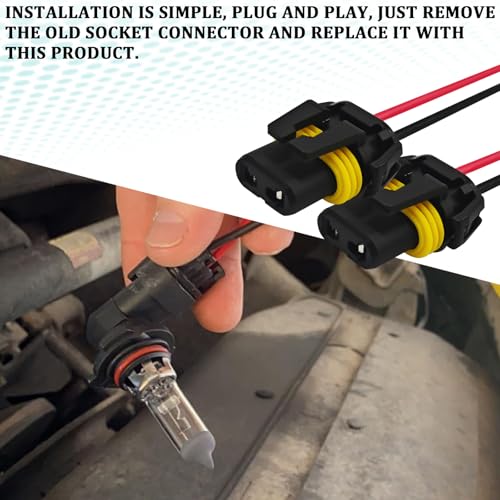 HHZL Headlight Connector Plug Fog Light Headlight Wiring Harness Pigtail Sockets Female Adapter Kit for 9005 9006 9012 HB3 HB4, Headlamp Wire Harness Plug Socket Connector for Car Accessories (2PCS) - Image 5