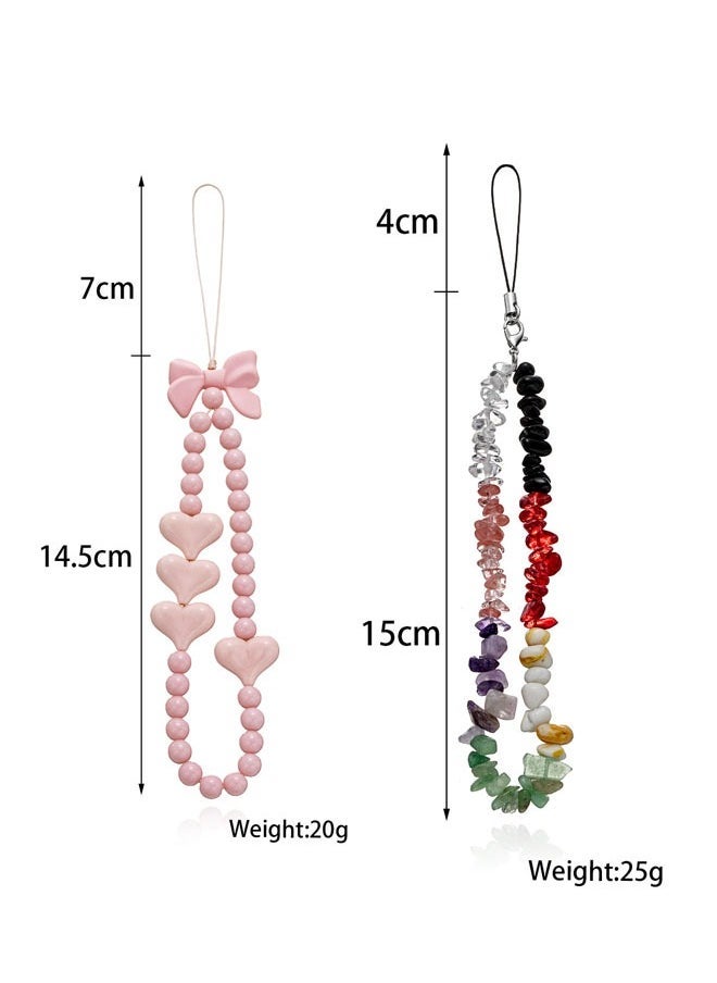 ZVEV 3PCS Wrist Strap Cute Phone Chain, Multicolour Phone Charm Cute Phone Charms Accessories Strap Beaded Phone Keychain Pearl Phone Lanyard for Women Girls - Image 2