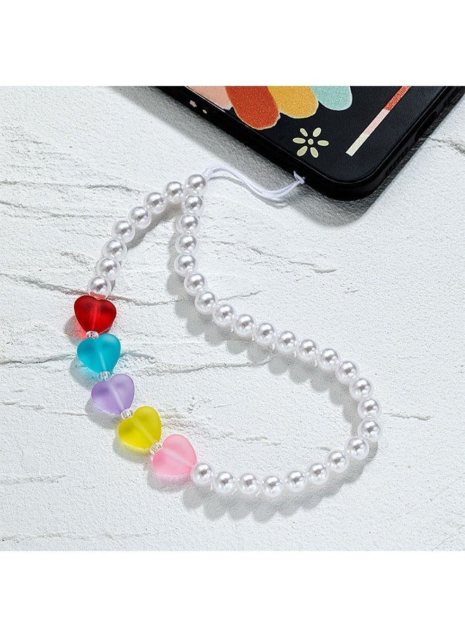 ZVEV 3PCS Wrist Strap Cute Phone Chain, Multicolour Phone Charm Cute Phone Charms Accessories Strap Beaded Phone Keychain Pearl Phone Lanyard for Women Girls - Image 3