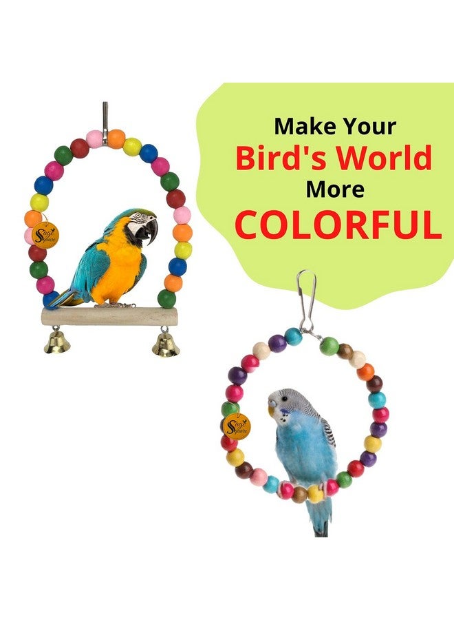 Sage Square Wooden Bird Toys Combo | Steel Bowl, Swing, Hanging Cage Toy | For Budgie, Cockatiel, Parakeet, Conure, Macaw, Parrot (Combo 24) - Image 3