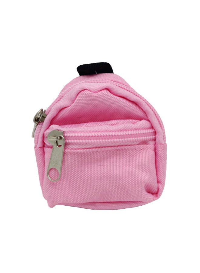 Doll Clothes Change Backpack Small Fabric Doll Bookbag Double Zipper Coin Purse Backpack Toy Accessories-Color:Pink - Image 1