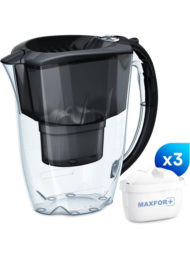 Aquaphor AQUAPHOR Amethyst Water Filter Jug Black – 2.8L Capacity | Includes 3 x MAXFOR+ Filter Cartridges (200L Total) | Reduces Limescale, Chlorine, Heavy Metals & Microplastics | BPA-Free | Compact & Fridge-Friendly  - Image 3