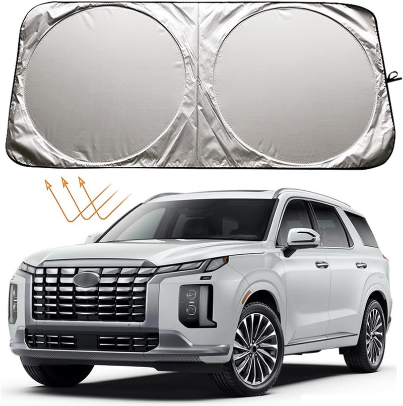 XHRING زجاجة واقية من أشعة الشمس للمقود من لسيارات Hyundai Palisade (2020-2024)، Santa Cruz (2022-2024)، Santa Fe (2001-2024) – واقي لنوافذ السيارة الأمامية وحماية من أشعة الشمس. - Image 1