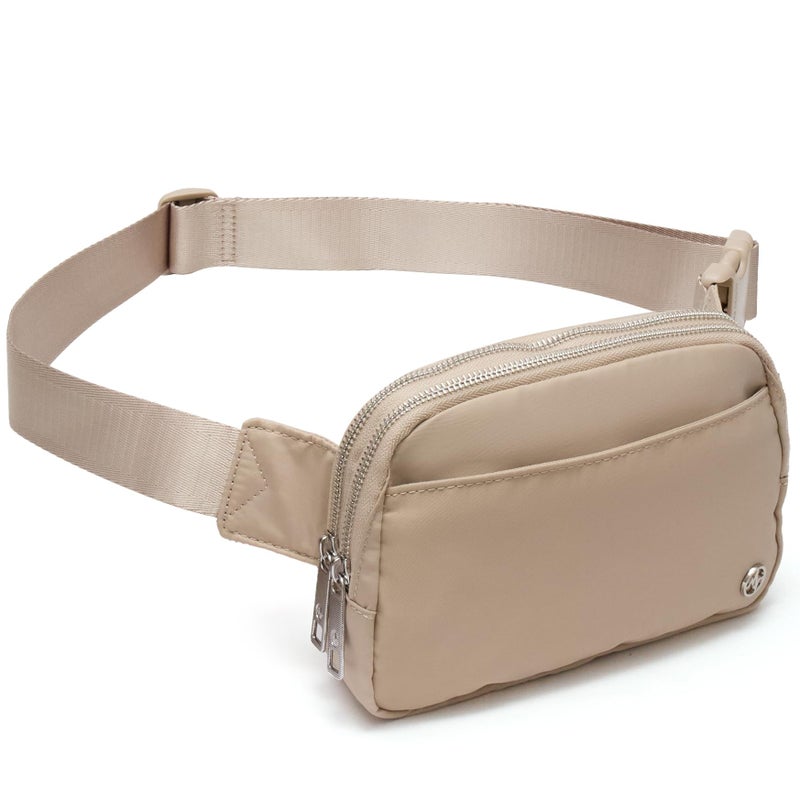 Pander Everywhere Belt Bag for Women, 5 Zipper Pockets Nylon Crossbody Fanny Pack Purse (Raw Linen). - Image 1