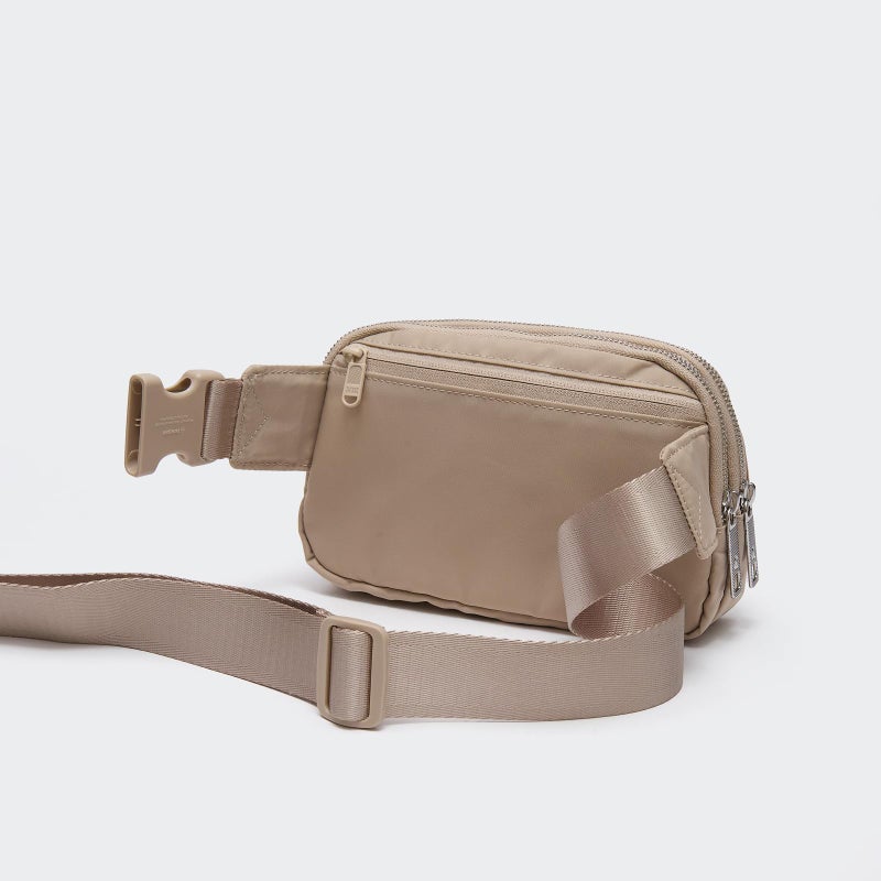 Pander Everywhere Belt Bag for Women, 5 Zipper Pockets Nylon Crossbody Fanny Pack Purse (Raw Linen). - Image 4