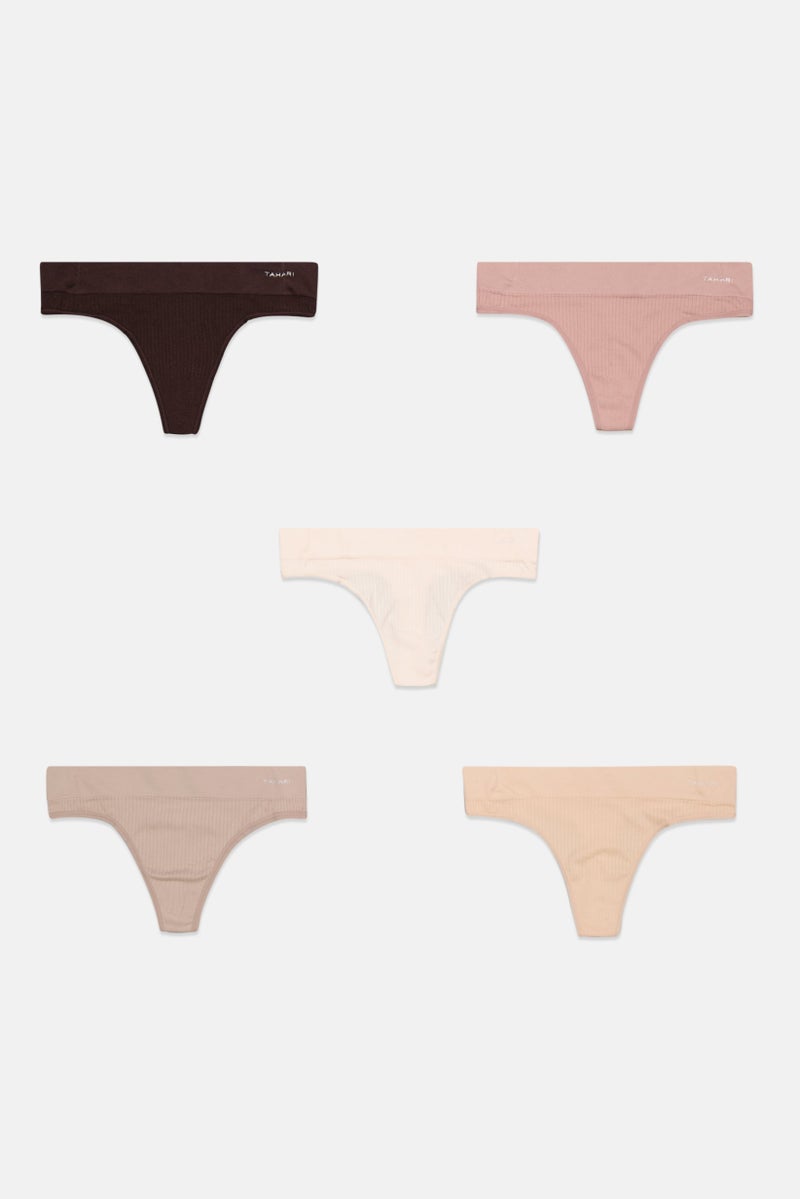 Tahari Women 5 Pack Plain Briefs, Brown - Image 2