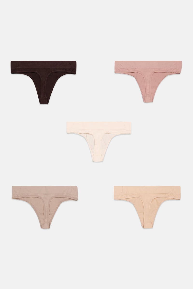 Tahari Women 5 Pack Plain Briefs, Brown - Image 3