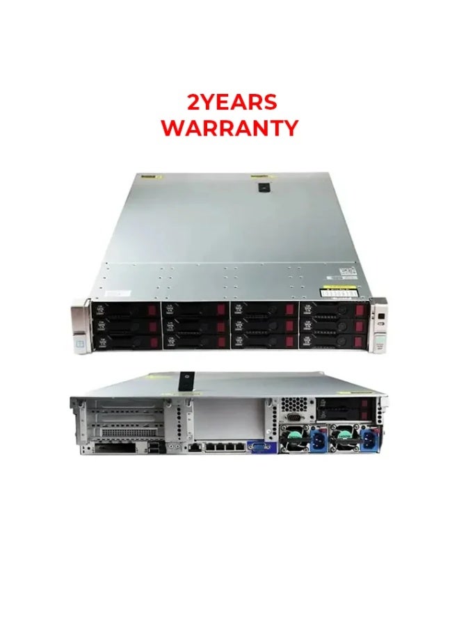 سيرفر HPE ProLiant DL380 Gen9 بعدد 14 فتحة، 12×3.5 بوصة LFF و2×2.5 بوصة SFF، معالجين Xeon E5-2650 v4 ورام 32GB DDR4 ECC