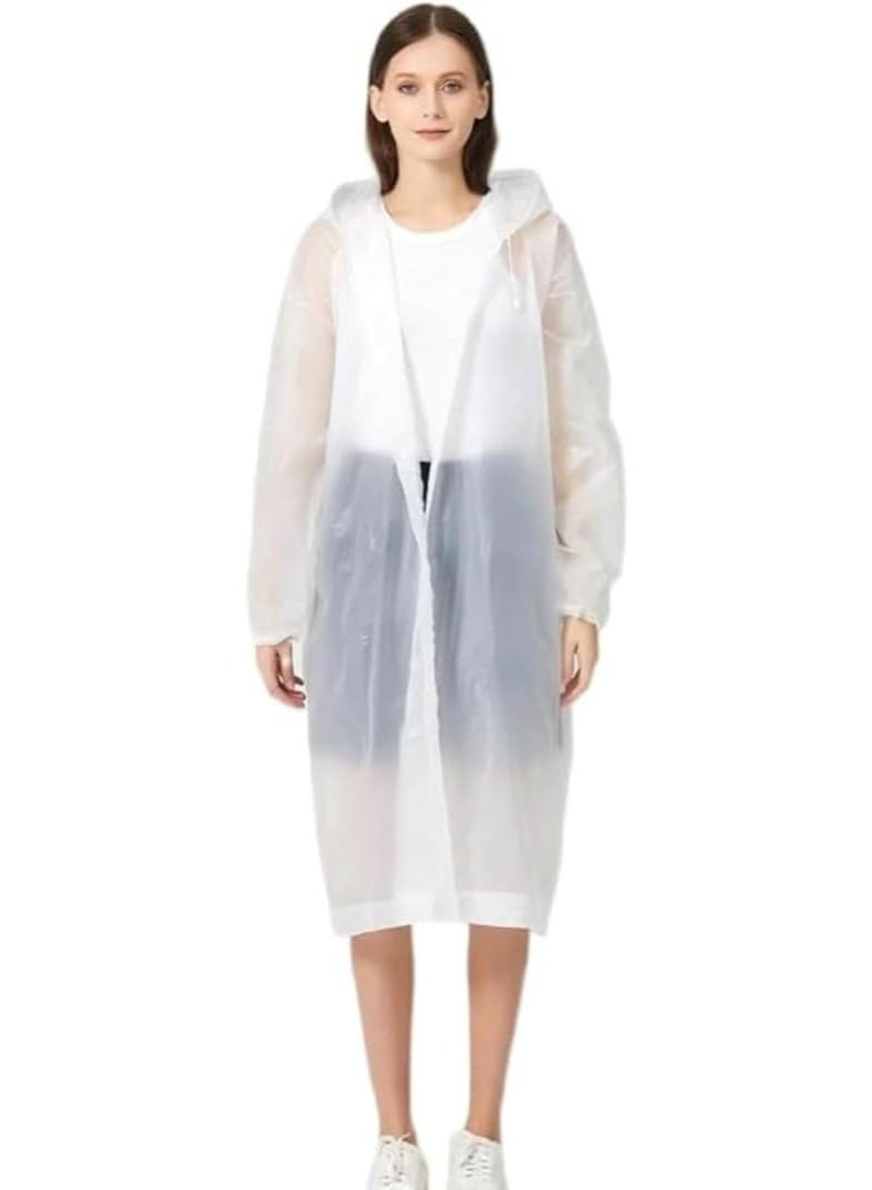 معطف مطر قابل لاعادة الاستخدام للبالغين من مادة ايفا مقاوم للماء بتصميم محمول وقابل للتعبئة للسفر والتخييم والانشطة الخارجية، جاكيت مطر سميك طويل للرجال والنساء - Image 1