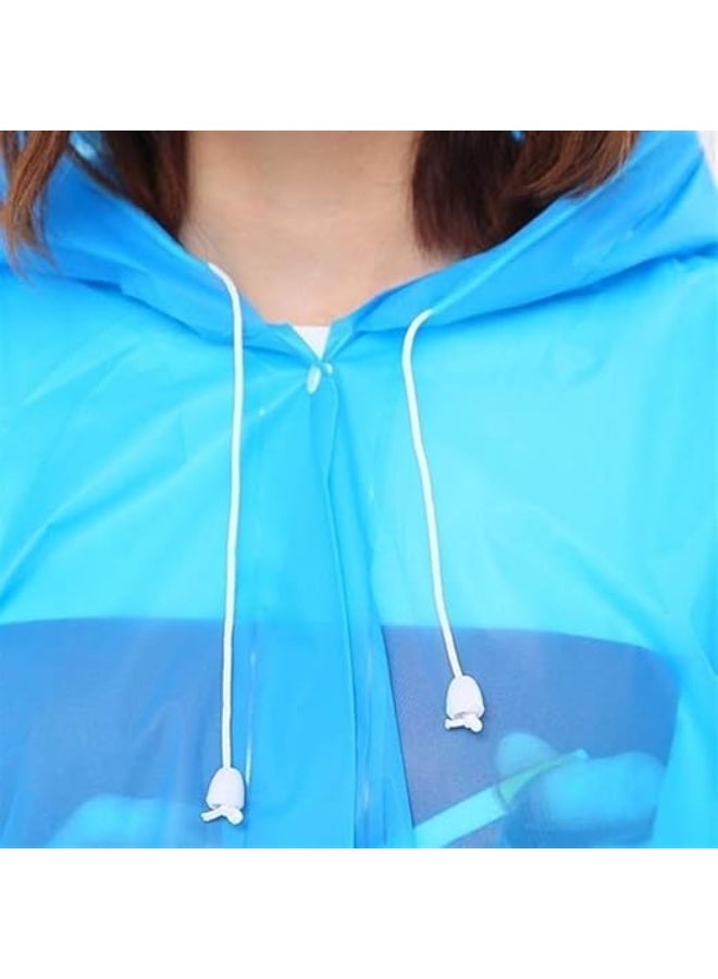 معطف مطر قابل لاعادة الاستخدام للبالغين من مادة ايفا مقاوم للماء بتصميم محمول وقابل للتعبئة للسفر والتخييم والانشطة الخارجية، جاكيت مطر سميك طويل للرجال والنساء - Image 4