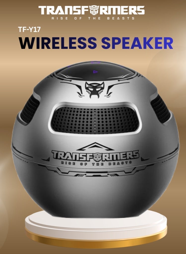 TRANSFORMERS Wireless Bluetooth Speaker, 5W HD Sound Output, 5-Hour Playtime, TWS Stereo Pairing, TF Card Slot, Hands-Free Call Function – Grey - Image 1