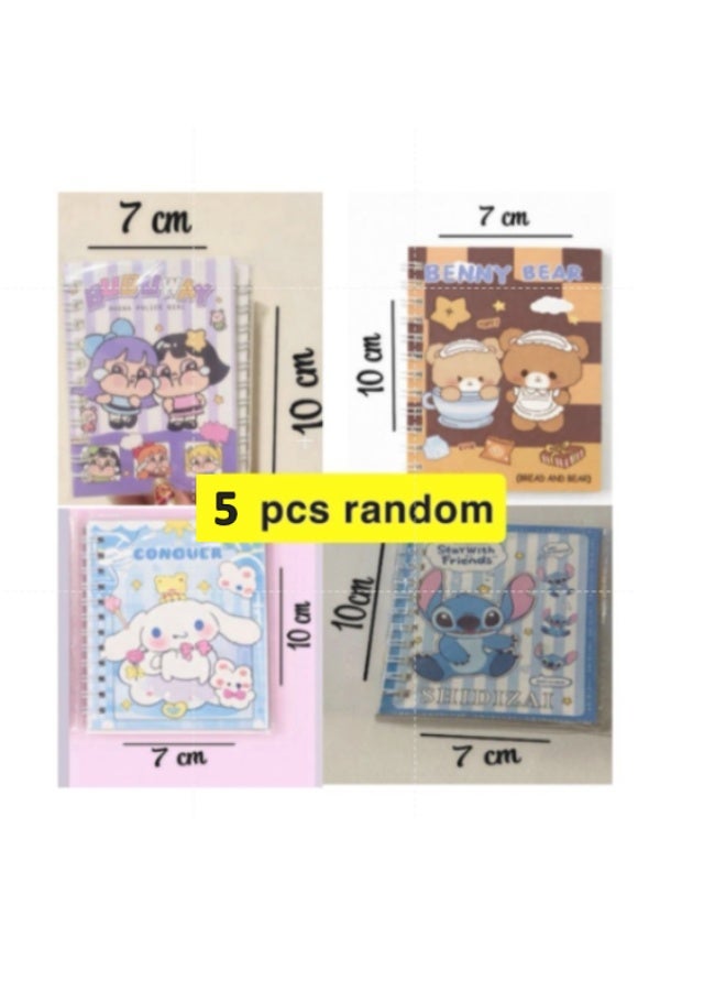 5-piece set of small, randomly shaped children's drawing notebooks, wire-bound, 10 x 7 cm, for school and office supplies. - Image 1