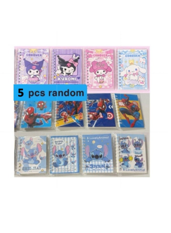5-piece set of small, randomly shaped children's drawing notebooks, wire-bound, 10 x 7 cm, for school and office supplies. - Image 3