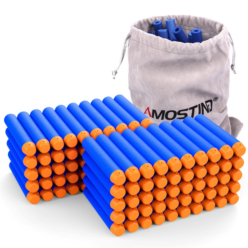 AMOSTING Refill Darts 100PCS Bullets Ammo Pack Compatible for Nerf N-Strike Elite 2.0 Series DinoSquad – Work with All Elite Blasters Blue - Image 1