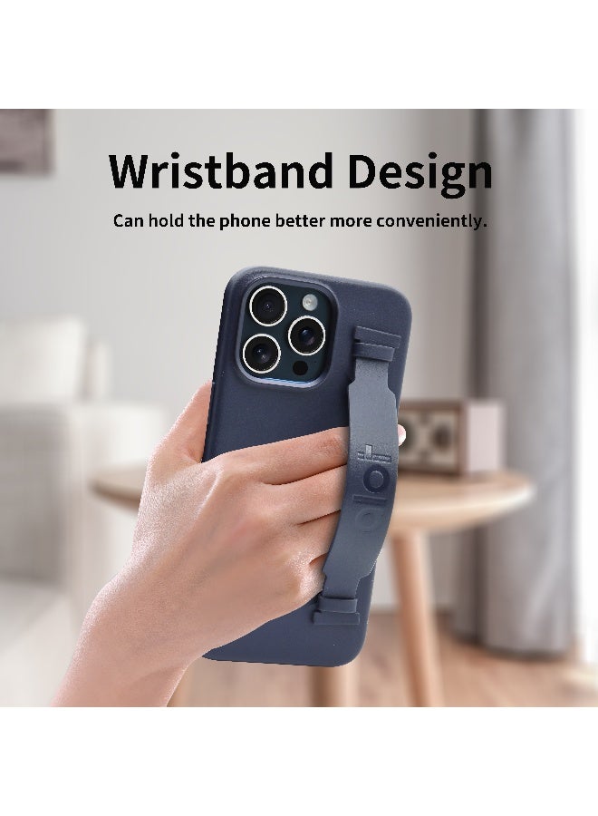 ALot Noble leather case for iPhone 15 Pro Navy Leather case with hand grip metal camera frame microfiber lining magnetic closure and premium PU finish for dependable grip - Image 2