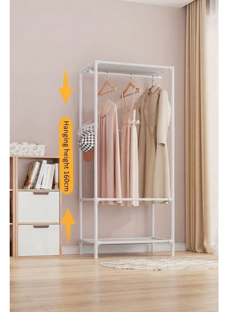 BLOOMING TIME Metal Coat Rack Freestanding With Curtain, Metal Clothes Rack with Anti-Slip Pads & Dustproof Cover, Portable Garment Organizer for Bedroom, Dorm（166x62x43cm, Black） - Image 2