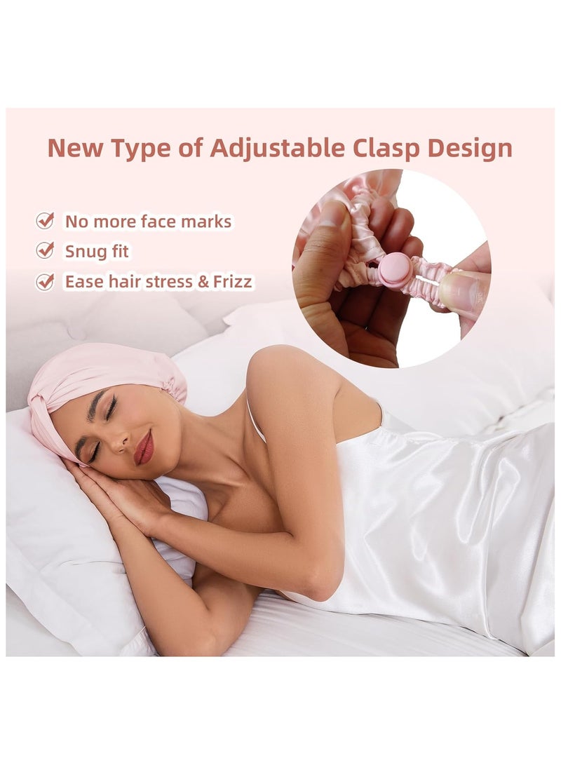 اترجسز قابلة للتعديل الحرير الساتين الشعر كابونات للنساء النائمين، طبقة مزدوجة، حرير الشعر لف للنساء النائمين الرجال، متجج الطبيعي القماش مستقيم جنس واحد - الوردي - Image 2