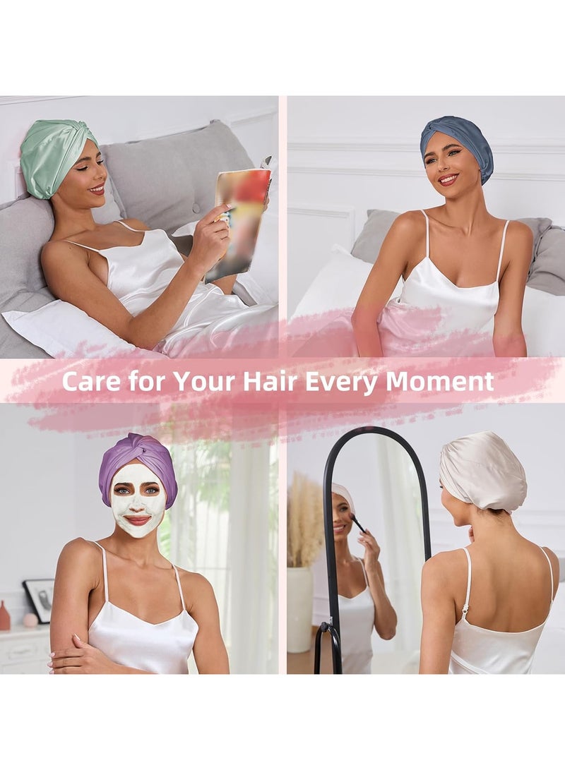 اترجسز قابلة للتعديل الحرير الساتين الشعر كابونات للنساء النائمين، طبقة مزدوجة، حرير الشعر لف للنساء النائمين الرجال، متجج الطبيعي القماش مستقيم جنس واحد - الوردي - Image 5