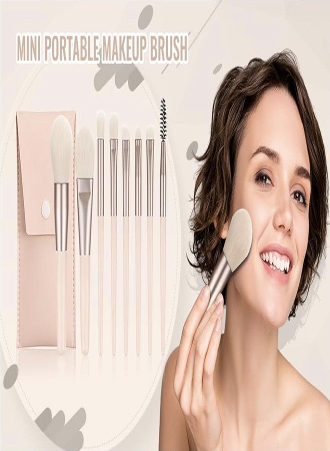 Perr Cherry Brushes with Pouch, 8PCS Professional Makeup Brush Set, Travel Size Cosmetic Brushes Kit for Face Foundation Blush Eye Shadow, Wooden Handle Soft Bristles (Assorted color) - Image 2