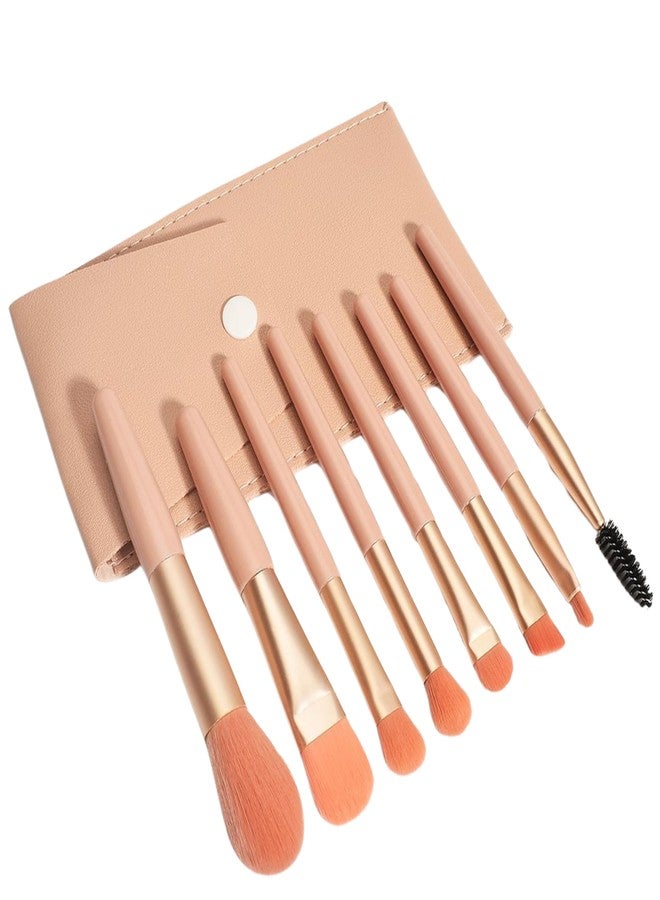 Perr Cherry Brushes with Pouch, 8PCS Professional Makeup Brush Set, Travel Size Cosmetic Brushes Kit for Face Foundation Blush Eye Shadow, Wooden Handle Soft Bristles (Assorted color) - Image 1