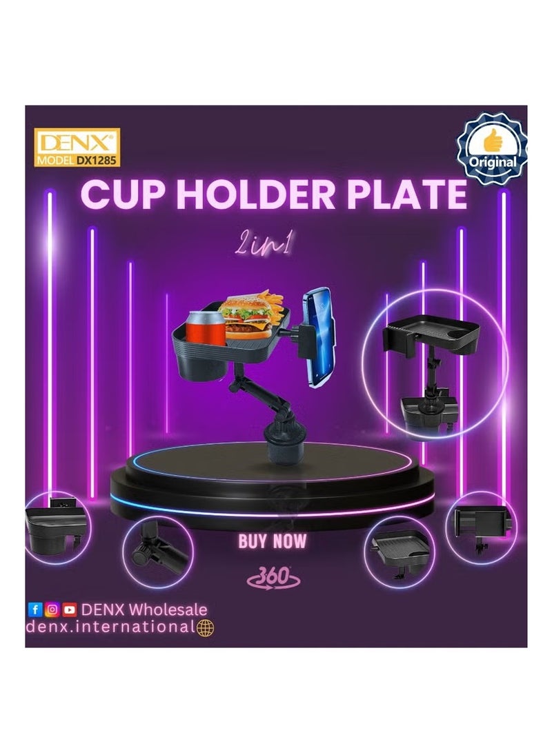 Denx 2-in-1 Car Cup Holder Tray – Detachable Multi-Function Auto Tray with Anti-Slip Surface, Phone Holder, Dining & Snack Tray for Cars, Travel, and On-the-Go Convenience - Image 4