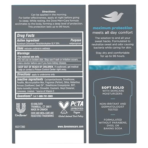 Dove MenCare Deodorant 96H Clinical Protection Antiperspirant Clean Comfort 3Pack Prescription Strength Wetness Protection with Moisturizers 17 Oz Ea - Image 3