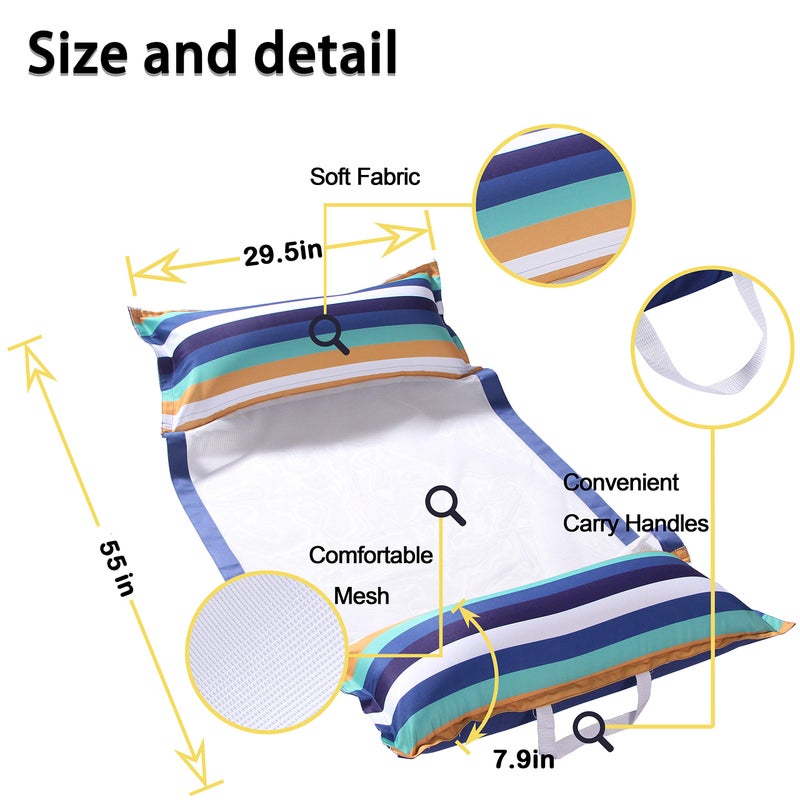 FindUWill Pool Hammock Floats, XL, 2Pack Inflatable Water Floaties 4-in-1 (Saddle, Lounge Chair, Drifter), Lounger for Adults - Image 2