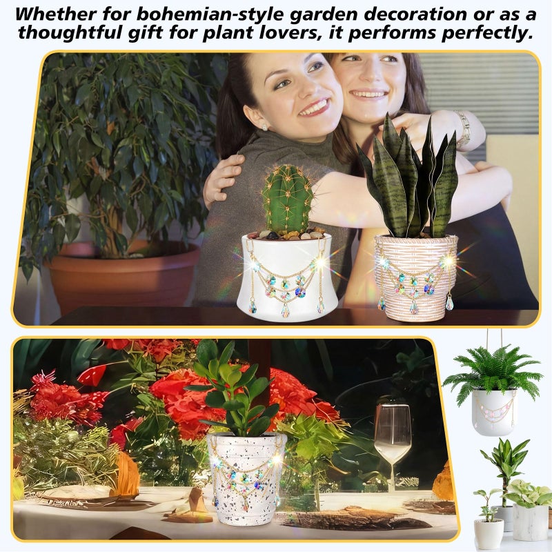 BrightRow Sun Catcher Plant Hanger with Beads and Glass Crystal Beaded Plant Accessories for Indoor Home Rainbow Decor Pot Accessory(Flower Pot Not Included)(Teardrop) - Image 4