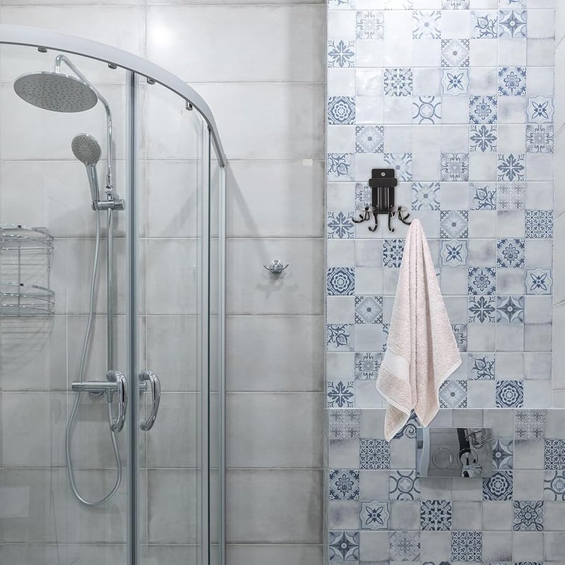 خطافات دوارة مثبتة على الحائط لاصقة توفير المساحة للمطبخ الحمام الملابس المناشف أسود - Image 3