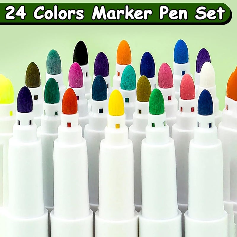 Wishkey WISHKEY Acrylic Marker Pen Set of 24 Shades, Water Based Non-Toxic Waterproof Ink, Smudge Proof Colorful Marker Pens for Art Works, Drawing, Painting, Calligraphy (Pack of 24, Multicolor)  - Image 4