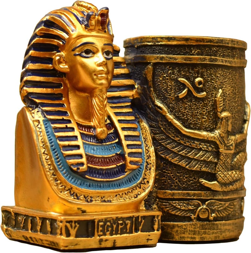 حامل أقلام رصاص مصري قديم، كوب قلم فرعون مصري، حامل أقلام لمكتب تنظيم الأقلام، حاوية تخزين أكواب الأقلام - صغير - Image 3