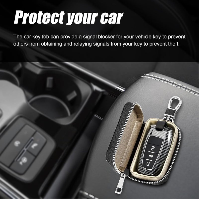 Faraday Key Box: Silver Carbon Fiber PU Leather, Active RFID Signal Blocking - Snug Fit For Keyless Entry Cars, Anti-Theft Key Holder for Security-Minded Car Owners - Image 5