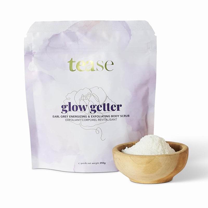 Tease Tea Exfoliating Body Scrub  Glow Getter Organic Body Scrub made with Organic Sugar Cane Earl Grey Tea Organic Coconut Oil and Vitamin E for a Skin so Soft and Glowing Skin