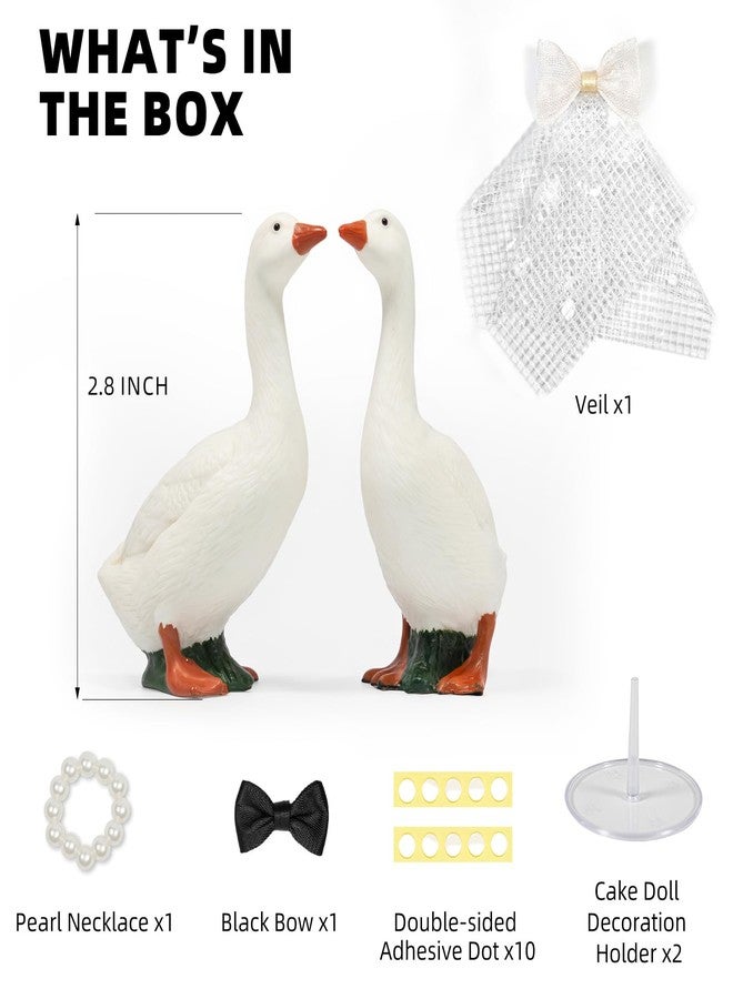 Verigud Goose Wedding Cake Toppers, Handmade Small Funny Figurines Cake Decorations for Wedding Engagement Anniversary - Image 3