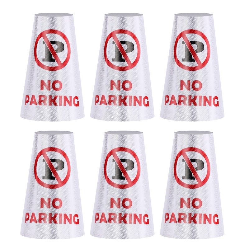 BATTIFE BATTIFE 6 Pack NO Parking Reflective Collars Stickers for Traffic Safety Cones 360 High Visible Signs for Driveway Road Outdoor Use 