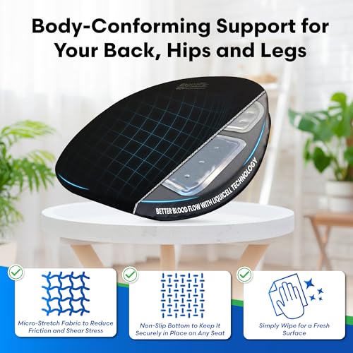 ERGO21 Travel Seat Cushion with LiquiCell Technology – Thin Orthopedic Butt Pillow for Sciatica, Tailbone, Coccyx & Back Pain – Seat Pad for Car Driving, Truck, Wheelchair, Airplane, Office, Home Use - Image 3