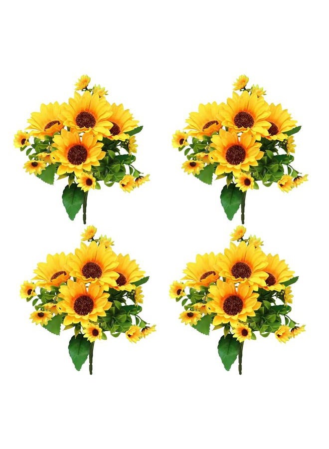 Amajoy 4 Bunches Artificial Sunflower Bouquet, Fake Silk Sunflower Flowers, Realistic Silk Sunflowers for Home Hotel DIY Craft Wedding Party Decoration Indoor and Outdoor Decor - Image 1