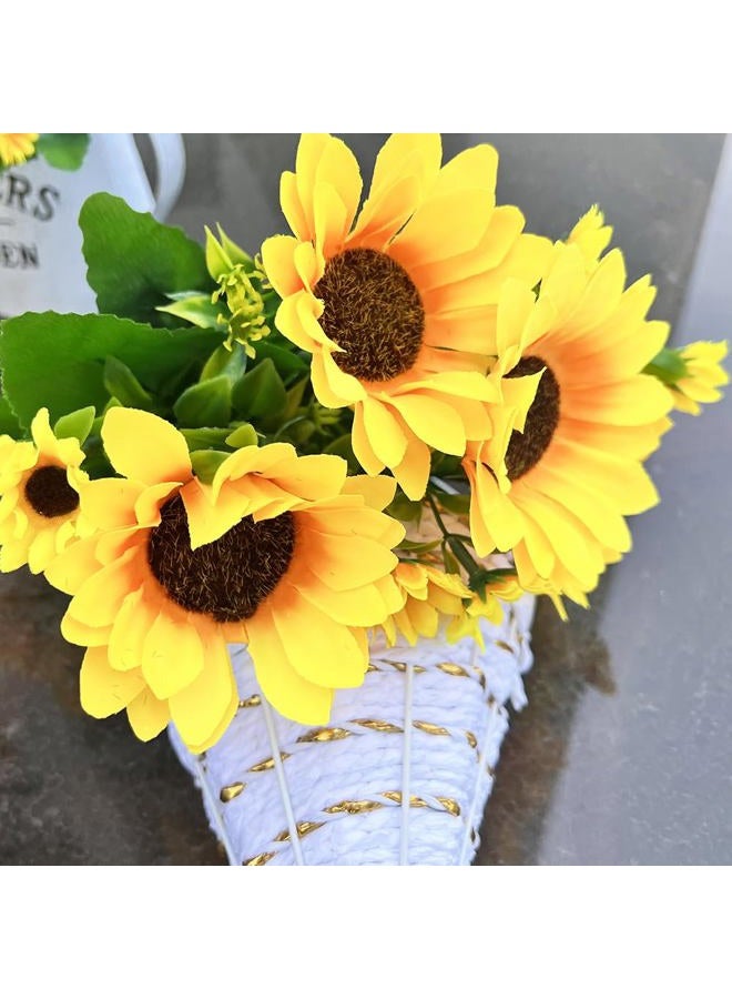 Amajoy 4 Bunches Artificial Sunflower Bouquet, Fake Silk Sunflower Flowers, Realistic Silk Sunflowers for Home Hotel DIY Craft Wedding Party Decoration Indoor and Outdoor Decor - Image 5