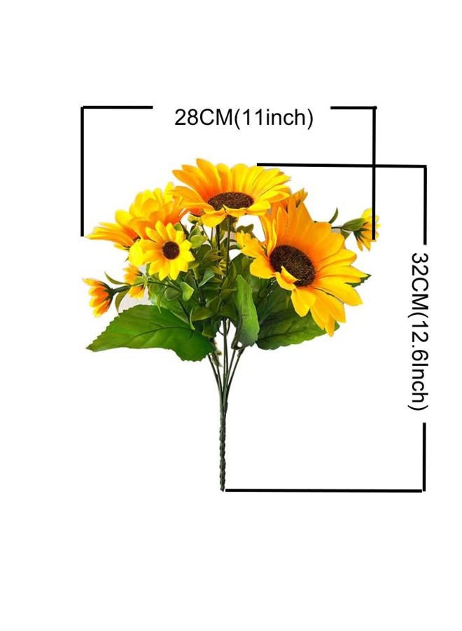 Amajoy 4 Bunches Artificial Sunflower Bouquet, Fake Silk Sunflower Flowers, Realistic Silk Sunflowers for Home Hotel DIY Craft Wedding Party Decoration Indoor and Outdoor Decor - Image 2