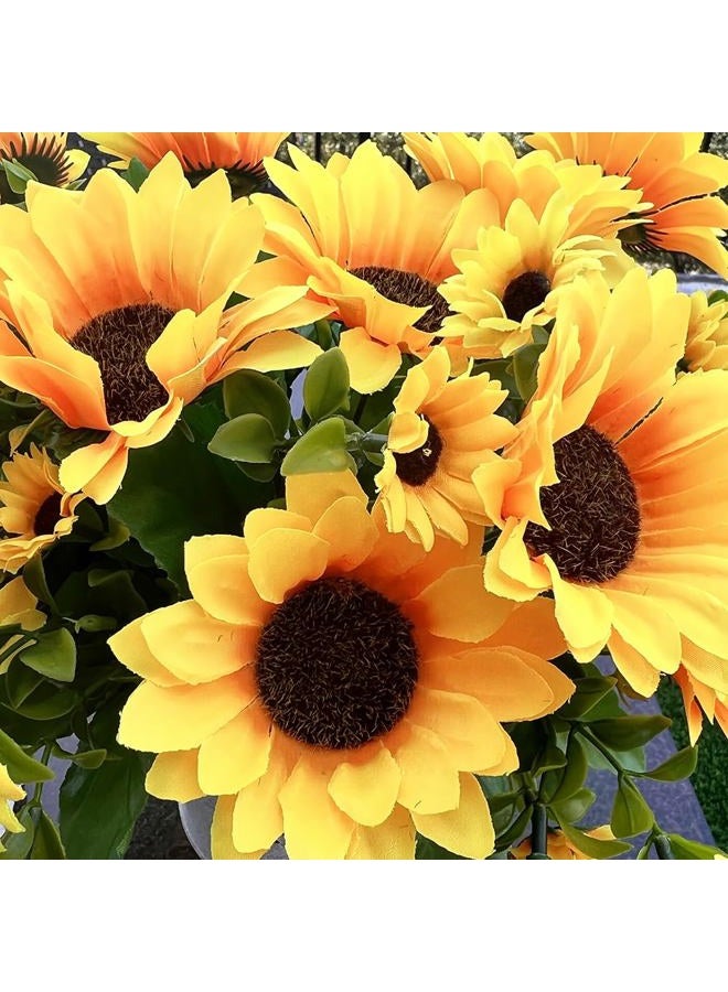 Amajoy 4 Bunches Artificial Sunflower Bouquet, Fake Silk Sunflower Flowers, Realistic Silk Sunflowers for Home Hotel DIY Craft Wedding Party Decoration Indoor and Outdoor Decor - Image 3