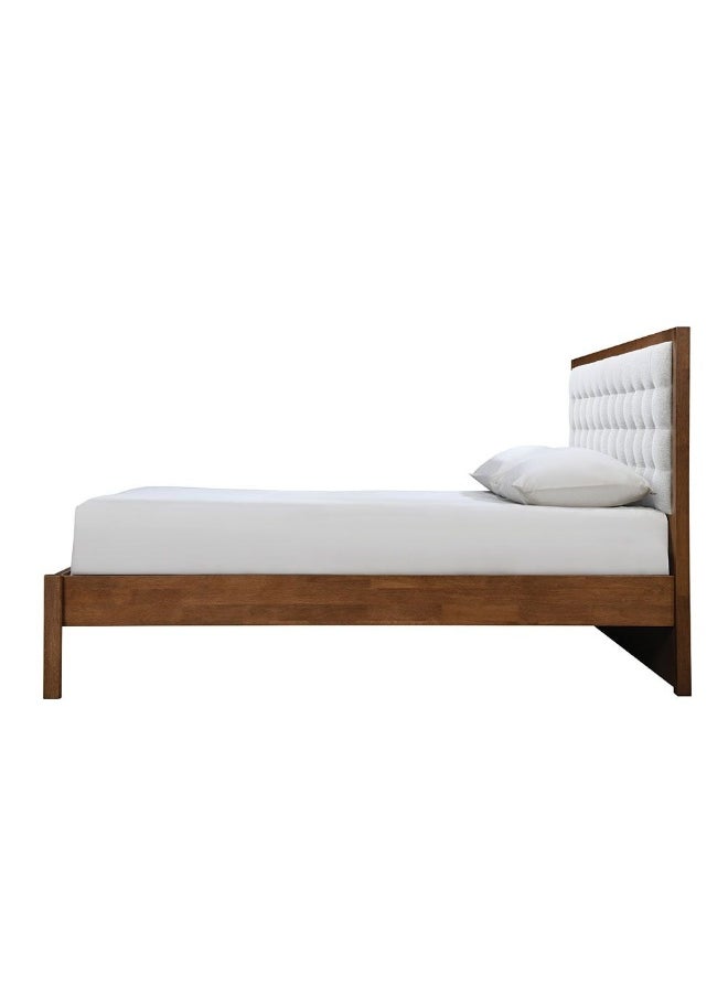 DANUBE HOME Derby Daisy 180X200 Solid Wood King Bed With Upholstered Headboard Modern Design Wooden Double Bed Frame Furniture Comfortable Bed (Mattress Not Included) L209Xw203Xh120Cm-Brown+Beige  - Image 3