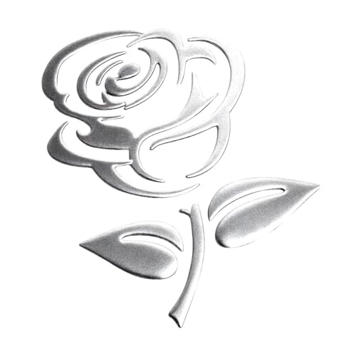 DUSCOKE 3D Rose Car Sticker Decal, Waterproof PVC Auto Bumper Stickers, 3.9'' × 3.1'' Cute Flower Car Window Decals, Vehicle Exterior Decoration Accessories for Wall, Mirror, Laptop (Silver) - Image 1