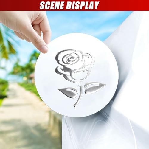 DUSCOKE 3D Rose Car Sticker Decal, Waterproof PVC Auto Bumper Stickers, 3.9'' × 3.1'' Cute Flower Car Window Decals, Vehicle Exterior Decoration Accessories for Wall, Mirror, Laptop (Silver) - Image 5