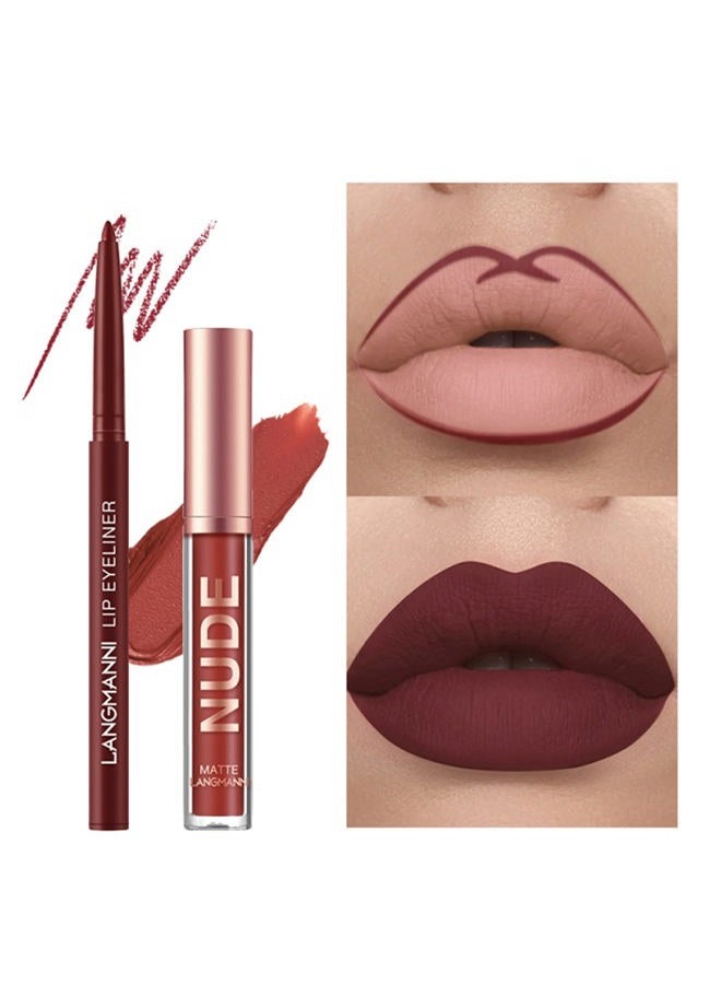Petansy 12Pcs Lip Liner and Lipstick Set, 6 Colors Matte Liquid Lip Sticks + 6 Matching Smooth Nude Lip Liner, All in One Waterproof Long Lasting Lip Gloss Lips Make-up Gift Set for Girls and Women(A) - Image 3